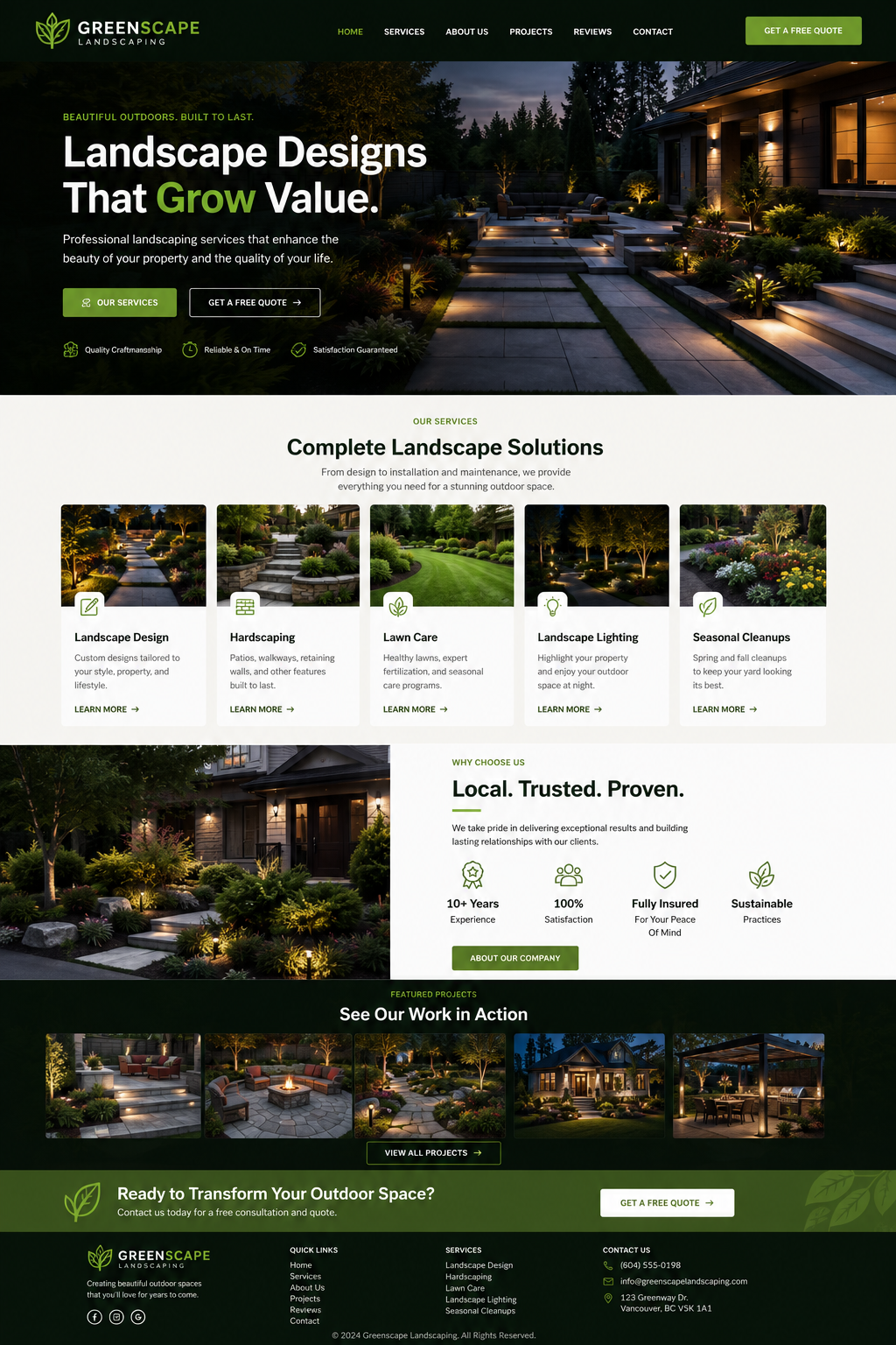 Preview of the Greenscape Landscaping website built by Dygital